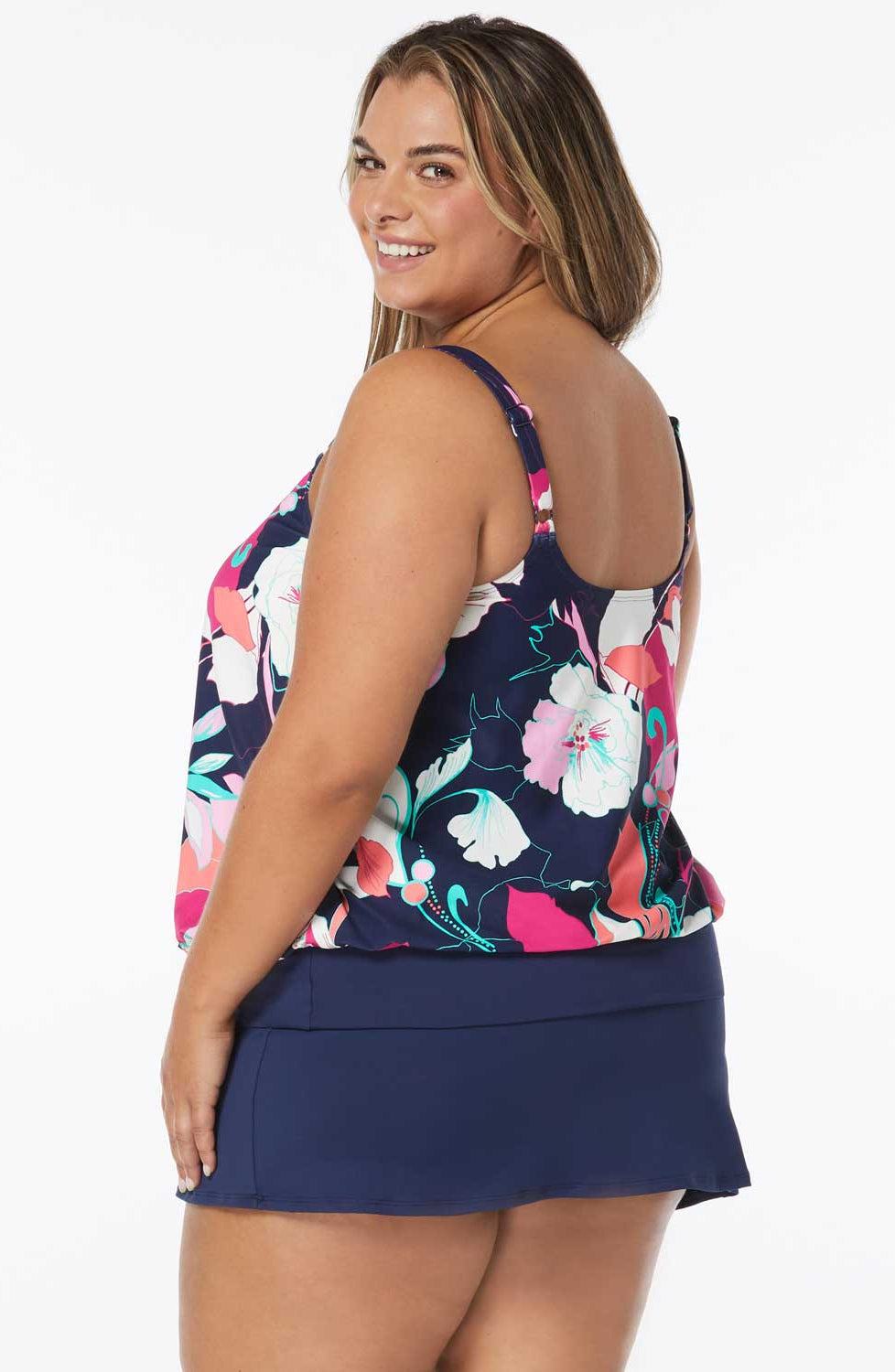 Beach House: Plus Size Avalon Floral Sarah Blouson Tankini Top