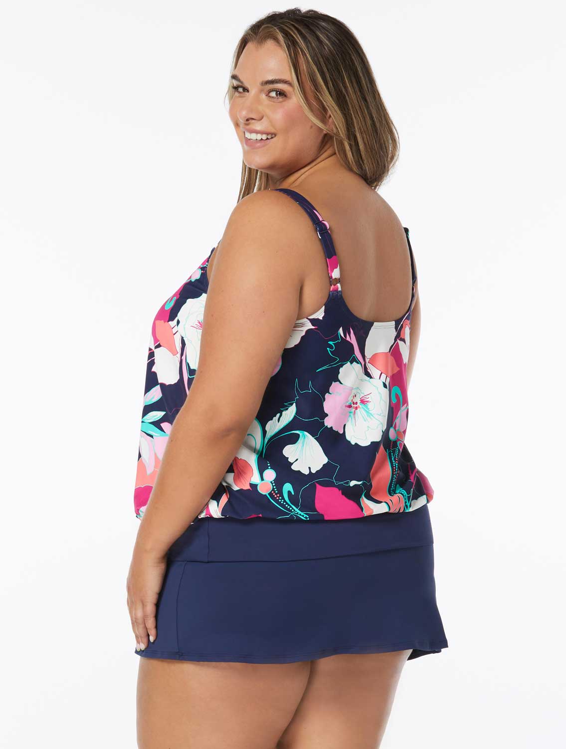 Beach House: Plus Size Avalon Floral Sarah Blouson Tankini Top