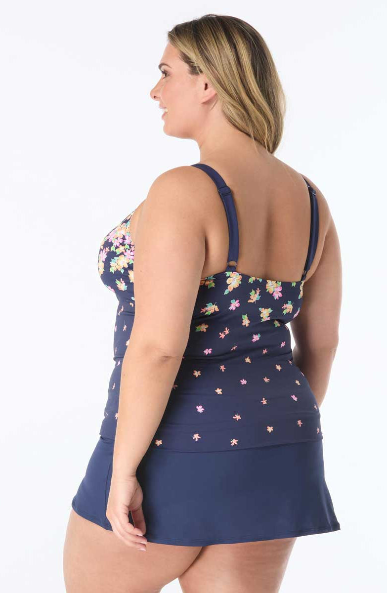 Beach House: Plus Size Floral Rain Jersey Blair High Neck Tankini Top