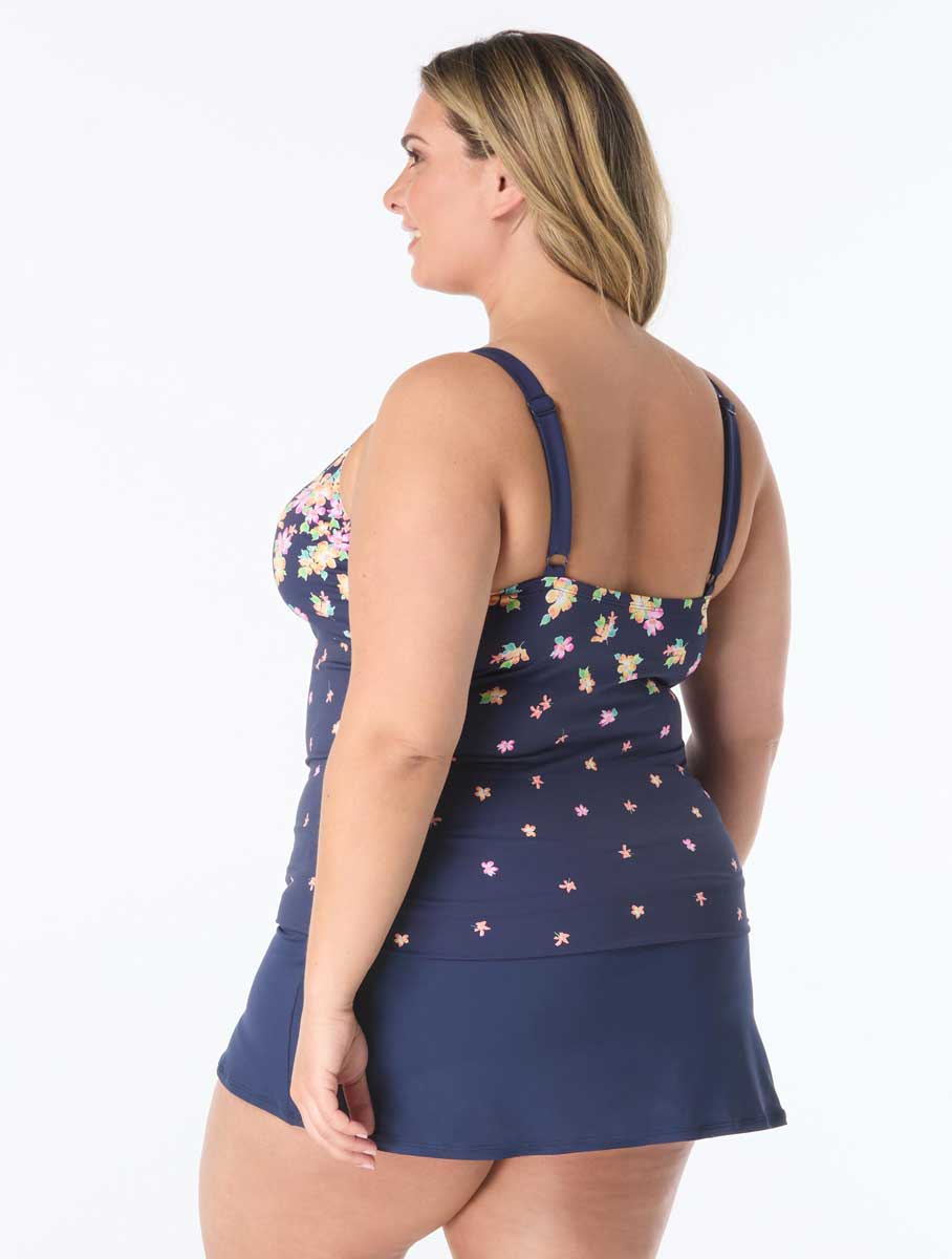 Beach House: Plus Size Floral Rain Jersey Blair High Neck Tankini Top