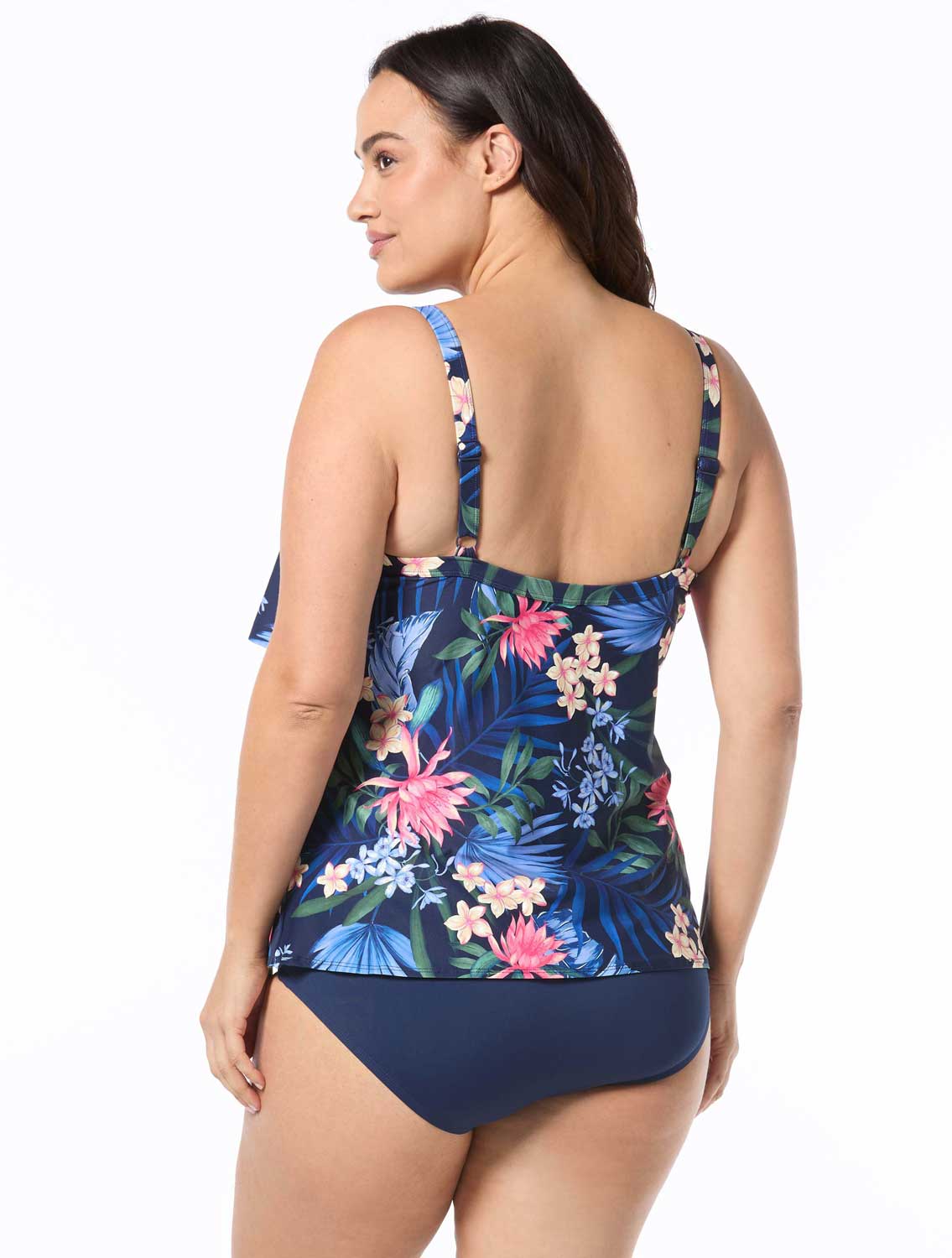 Beach House: Plus Size Monterey Tropical Admiral Jane Ruffle Tiered Tankini Top