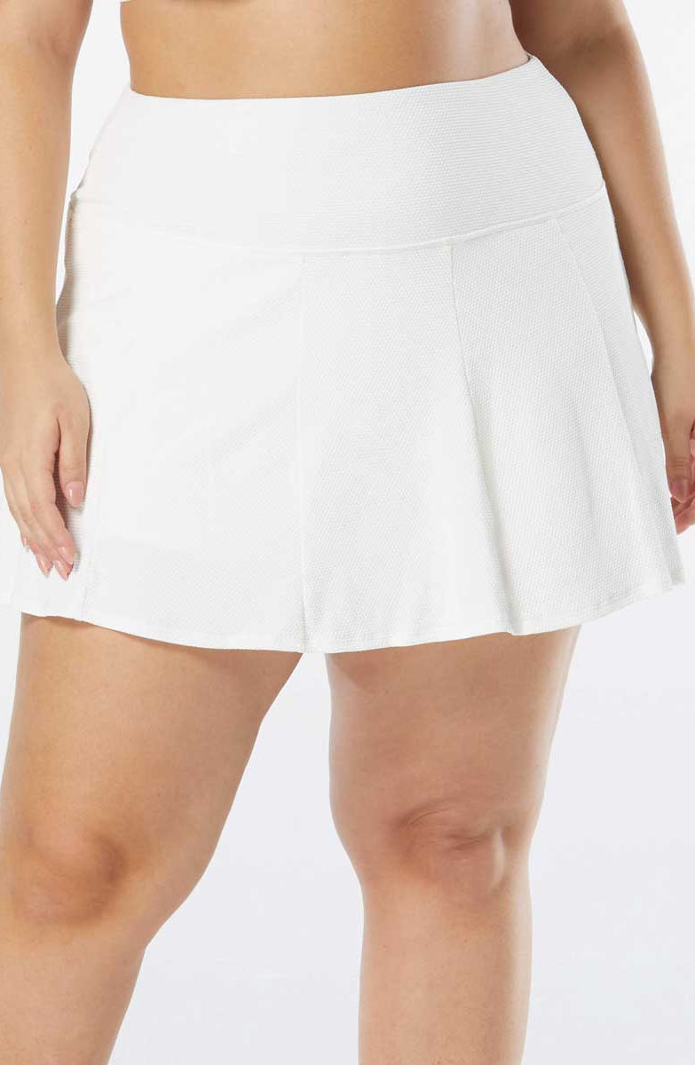 Beach House: Plus Size Olivia Pique Solid Princess Seam Skort - WHITE