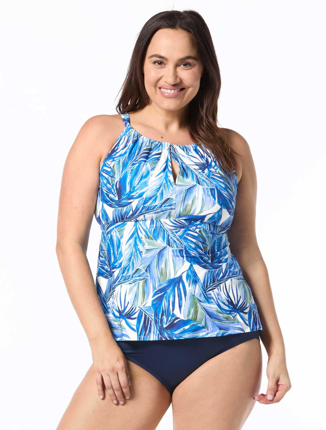 Beach House Plus Size Pacific Palm Blair High Neck Tankini Top in Multi