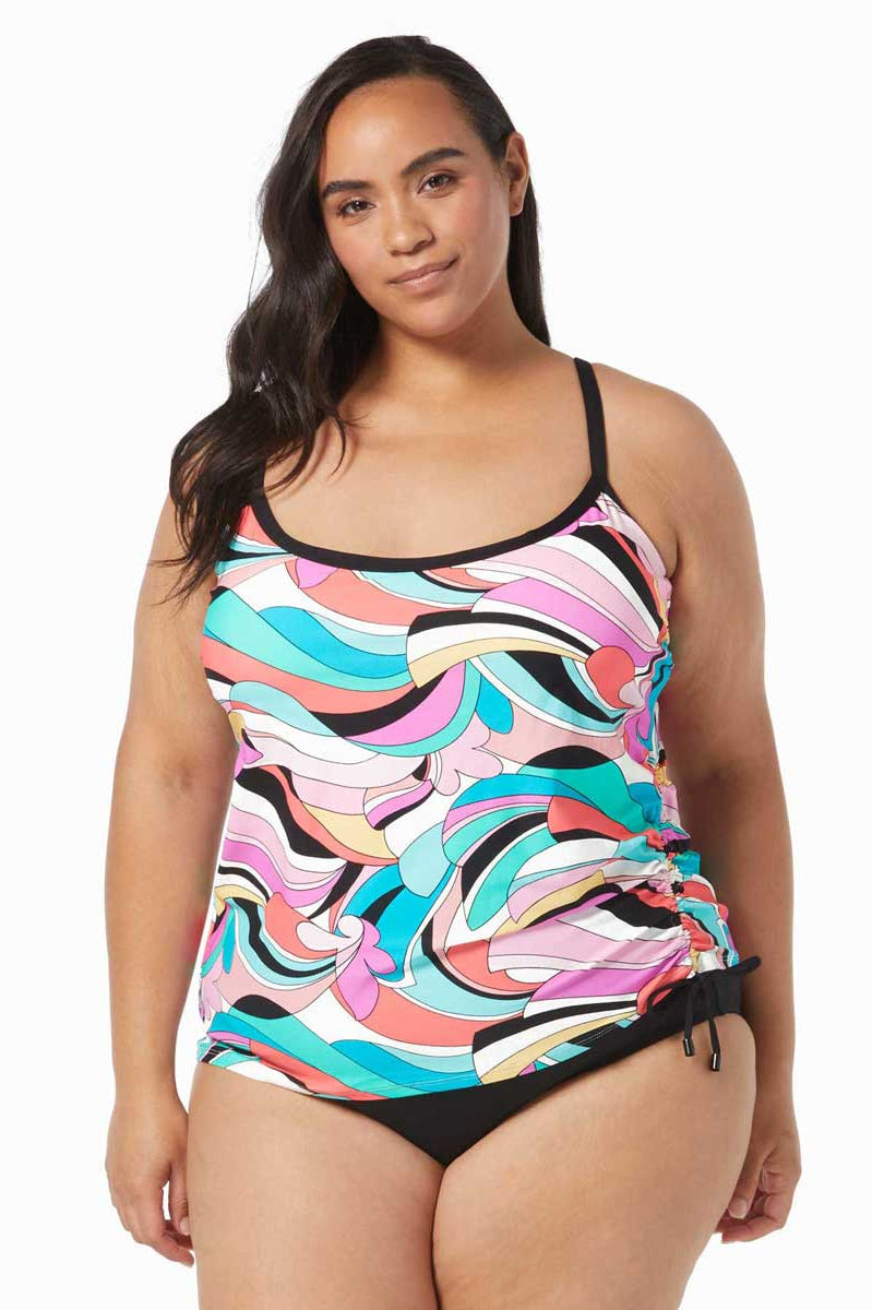 Beach House: Plus Size Saltwater Swirl Bridget Underwire Tankini Top