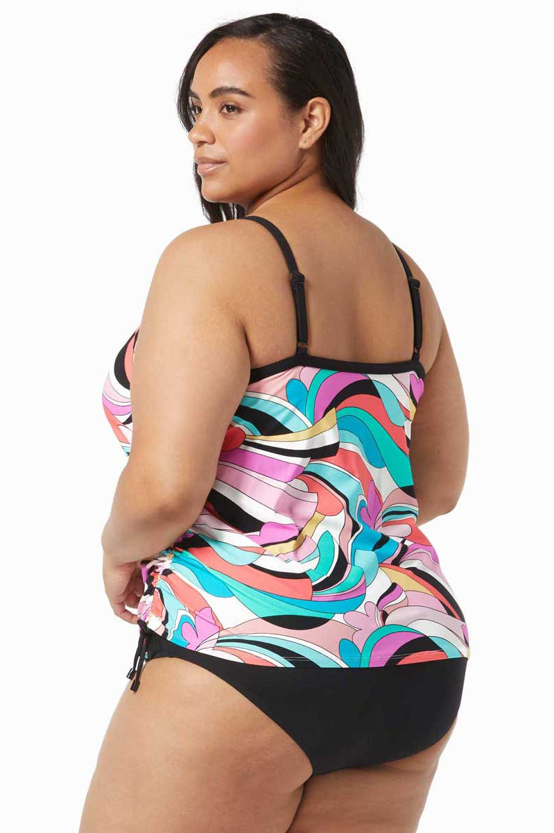 Beach House: Plus Size Saltwater Swirl Bridget Underwire Tankini Top