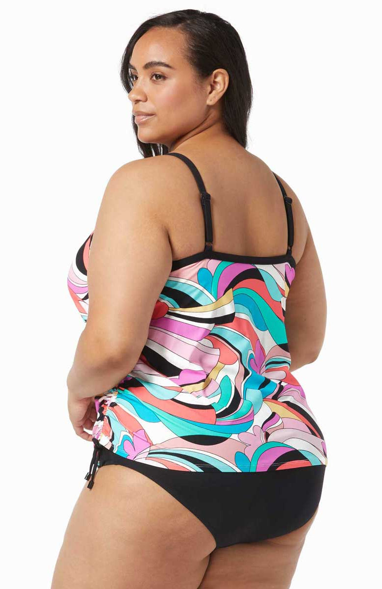 Beach House: Plus Size Saltwater Swirl Bridget Underwire Tankini Top