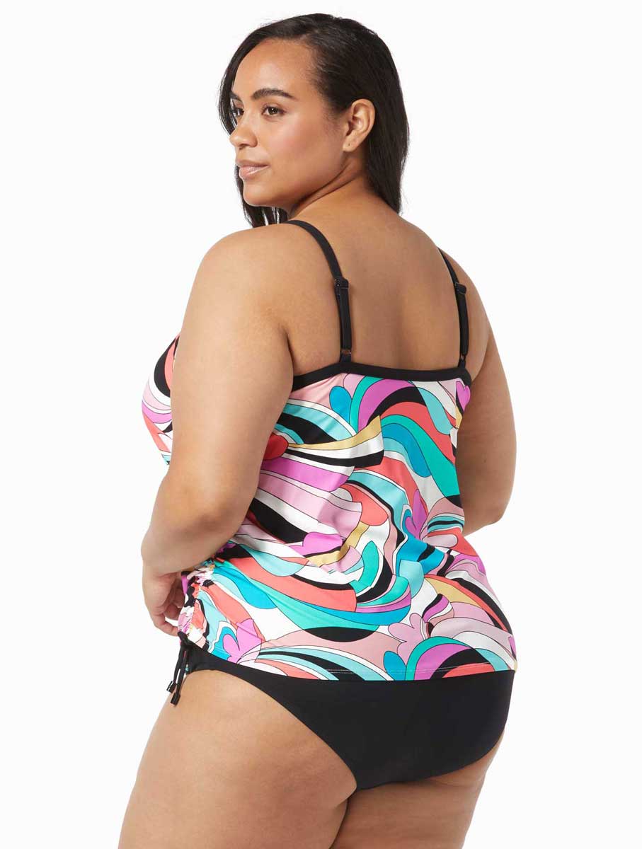 Beach House: Plus Size Saltwater Swirl Bridget Underwire Tankini Top