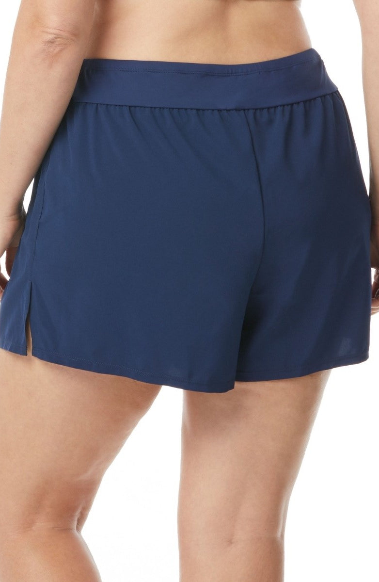Beach House: Plus Size Solid April Sretch Woven Beach Short