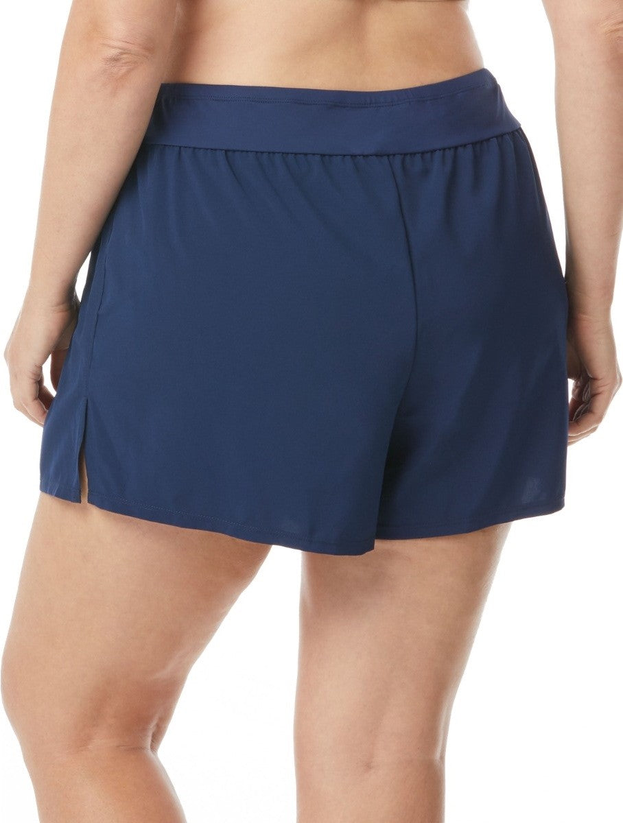 Beach House: Plus Size Solid April Sretch Woven Beach Short