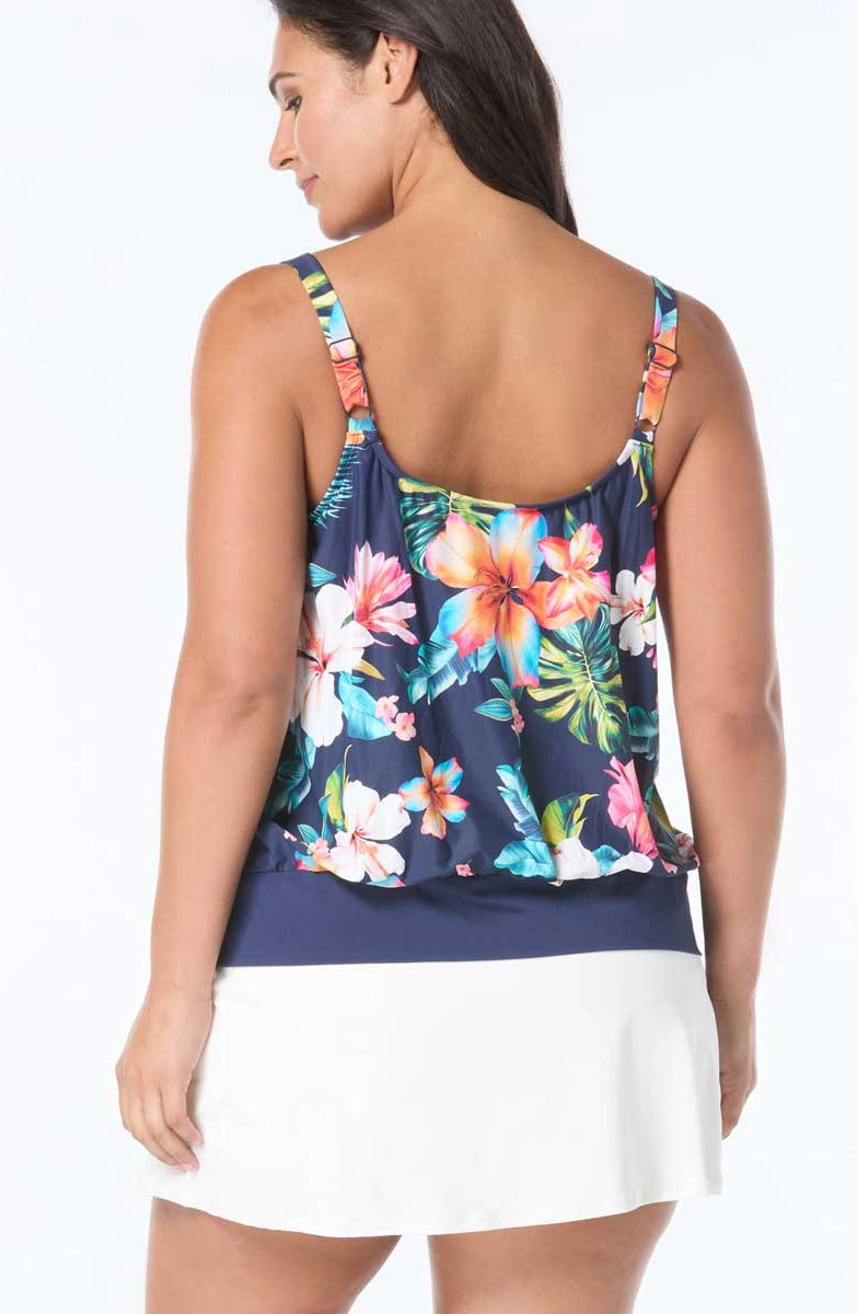 Beach House: Plus Size Vibrant Vacay Blouson Tankini Top