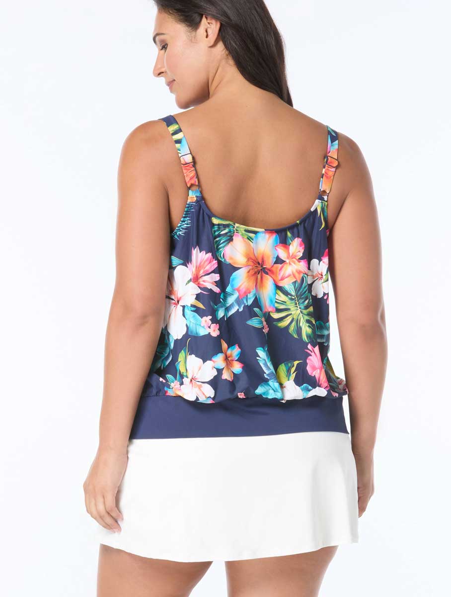 Beach House: Plus Size Vibrant Vacay Blouson Tankini Top