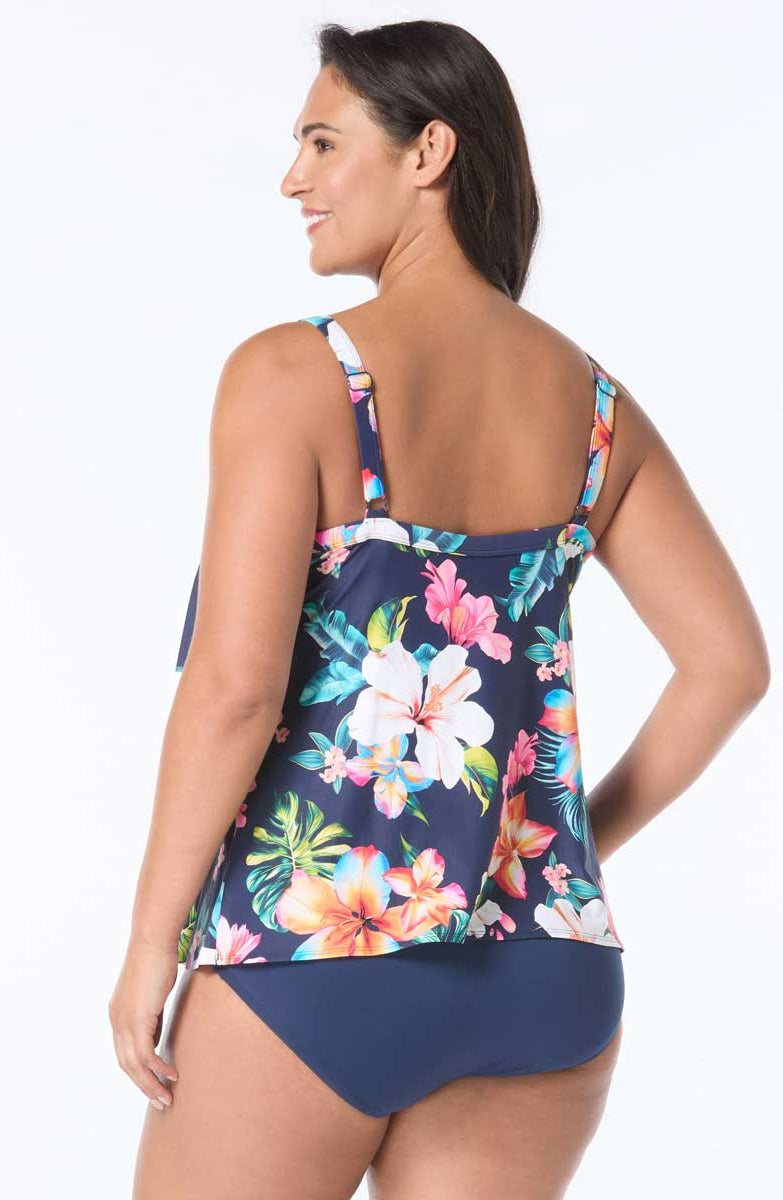 Beach House: Plus Size Vibrant Vacay Jane Ruffle Tankini Top