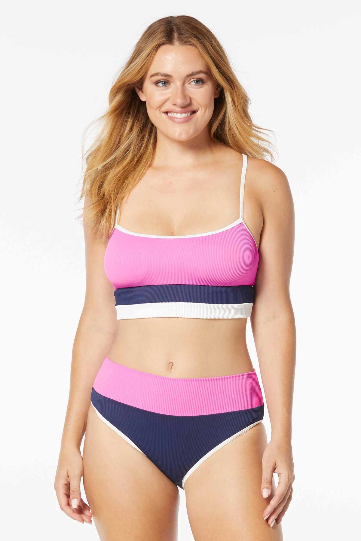 Beach House Sport: Colorblock Sport Rivive Ribbed Crop Bikini Top