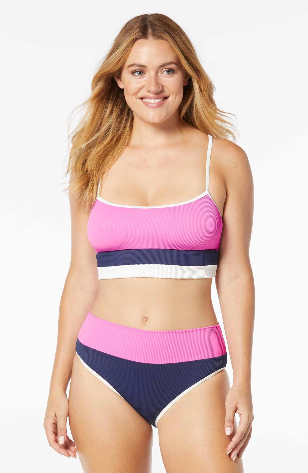 Beach House Sport: Colorblock Sport Rivive Ribbed Crop Bikini Top