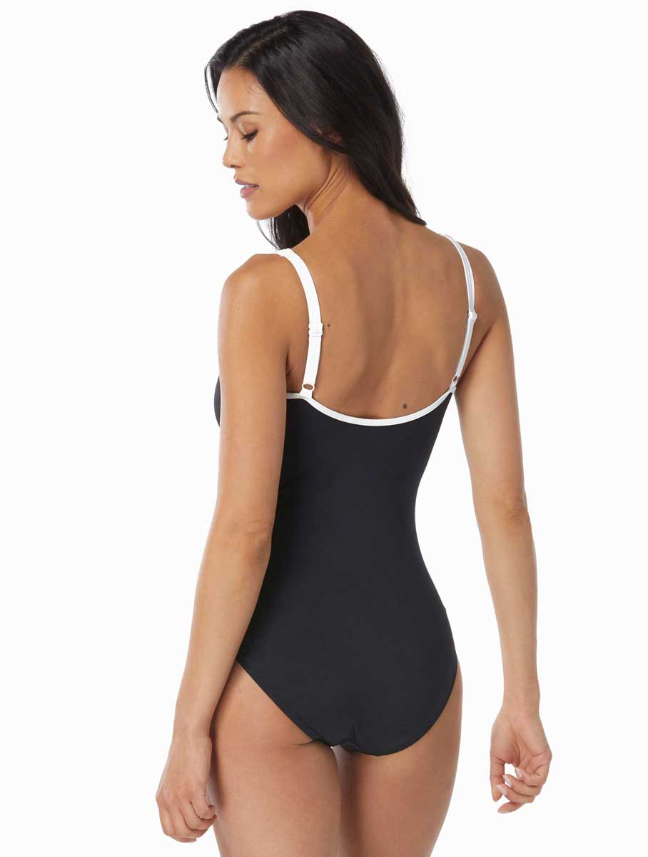 Beach House Sport: One Piece Piping Racy Zip Front