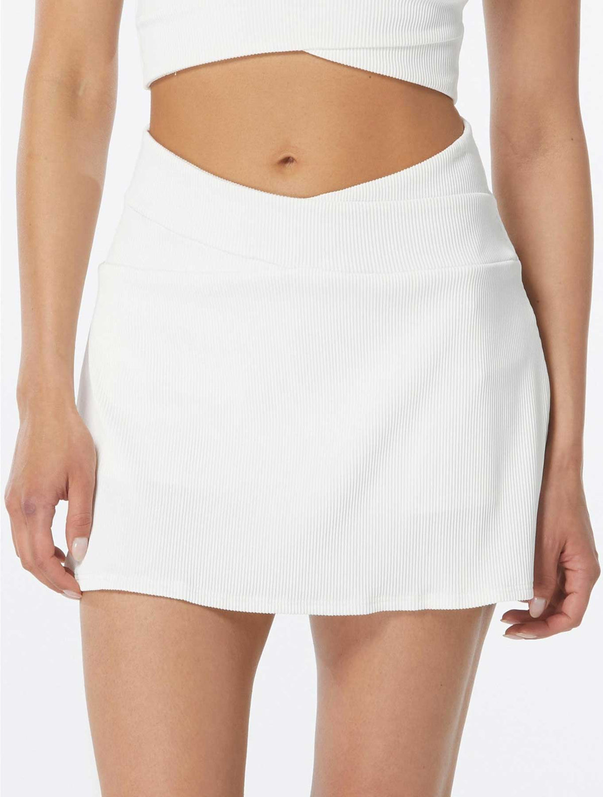 Beach House Sport Ribbed Solids Delia Swim Skort in White