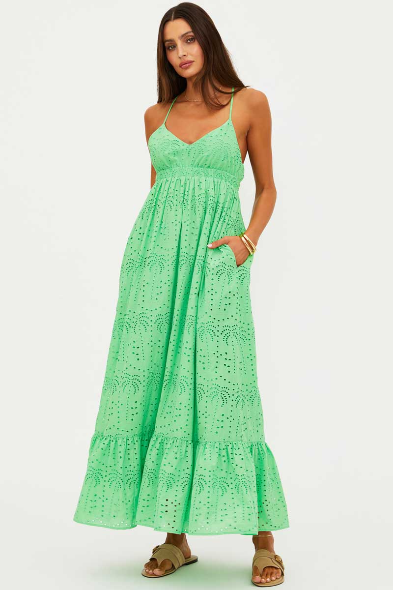 Beach Riot: Ruthie Palm Eyelet Maxi Tank Dress