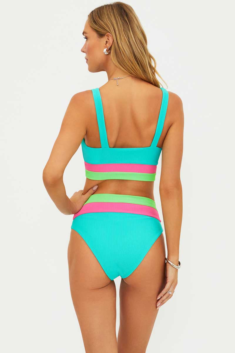 Beach Riot: Strawberry Ice Colorblock Heidi High Waist Bikini Bottom