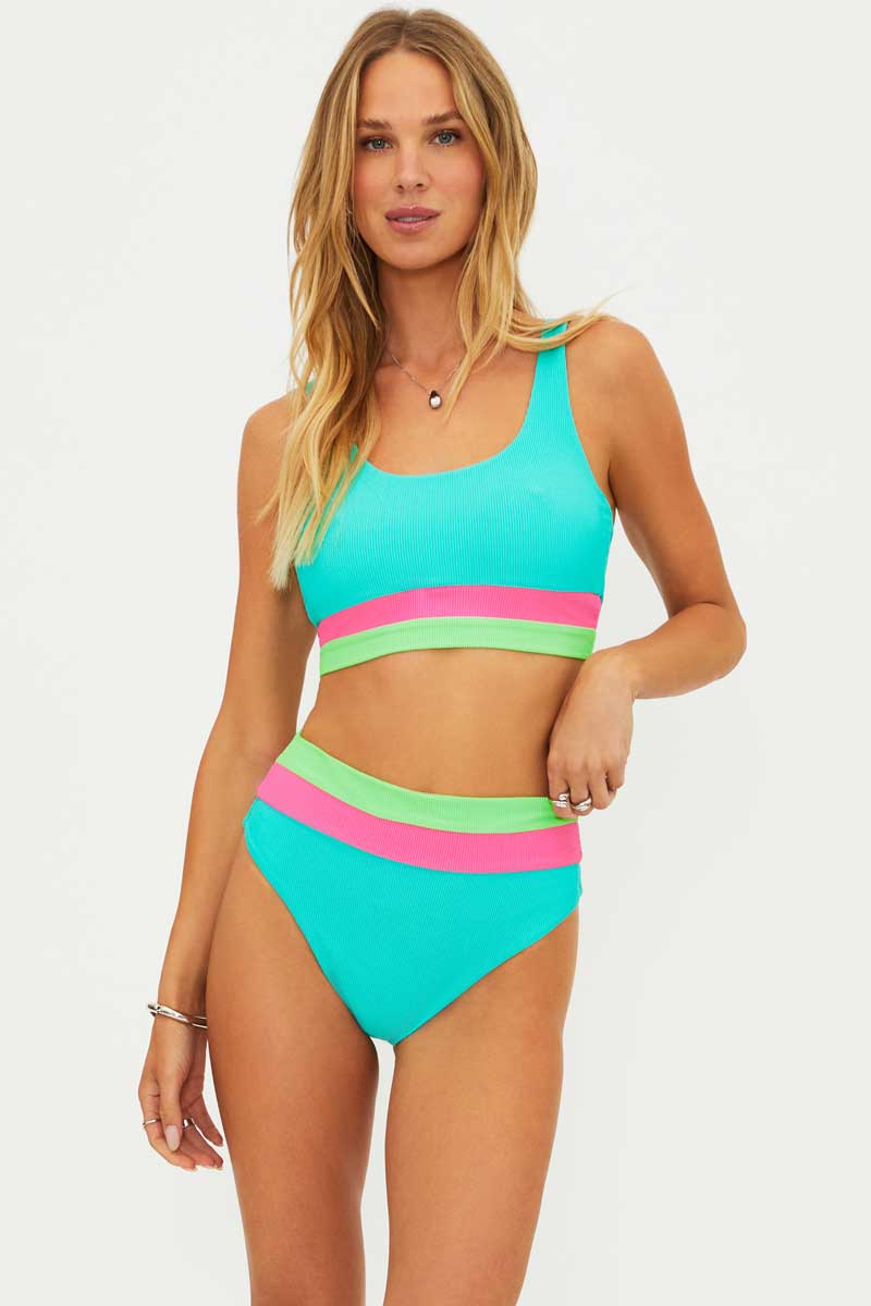 Beach Riot: Strawberry Ice Mackenzie Colorblock Sports Bra Top