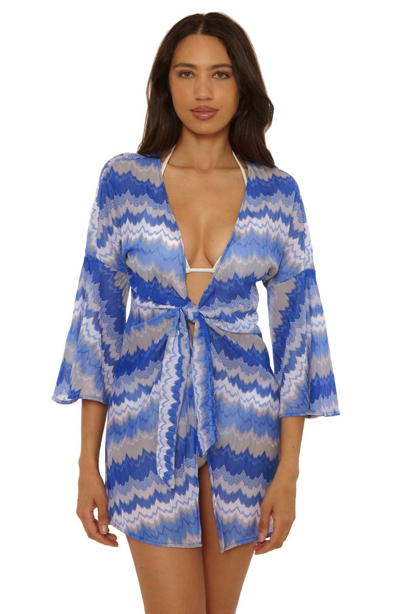 Becca: Santorini Plunge Tie Front Knit Tunic Cover Up