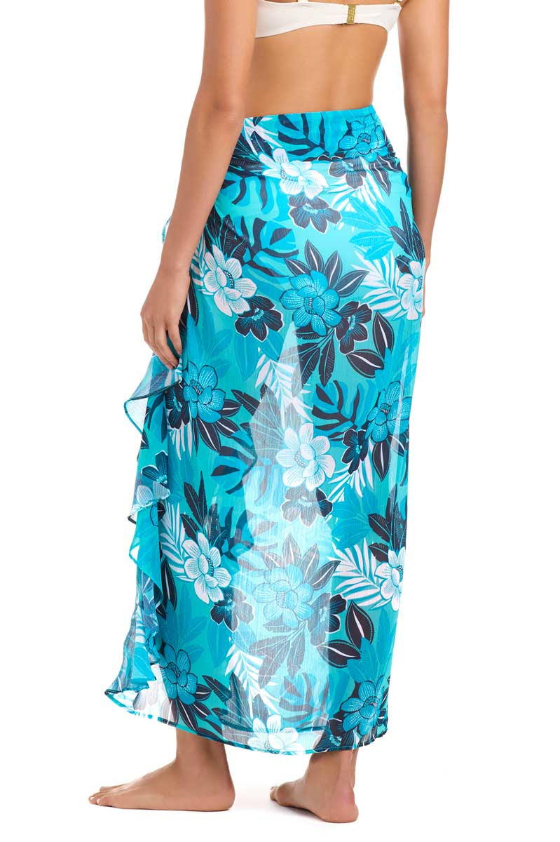 Bleu: Moody Blooms Ruffle Sarong Cover Up