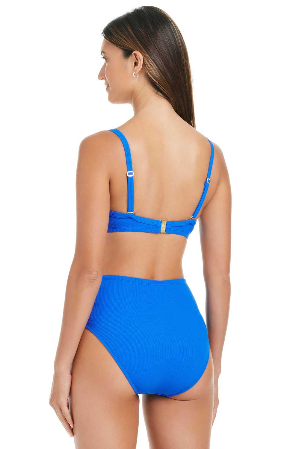 Bleu: Pique Ole Solid Over The Shoulder Underwire D Cup Bra - AZURPARK
