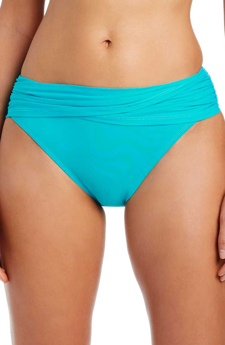 Bleu: Solid Sarong Hipster Bikini Bottom - AQUFRSCA