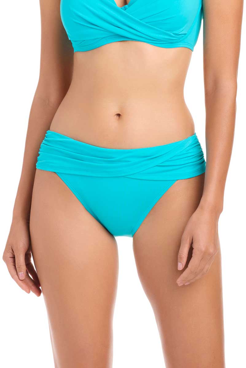 Bleu: Solid Sarong Hipster Bikini Bottom - WTRFALL