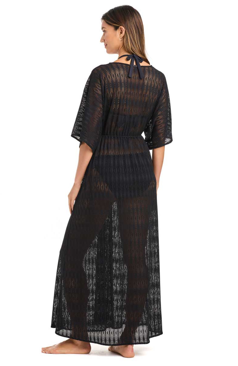 Bleu: Sunkissed Crochet Open Front Caftan Cover Up