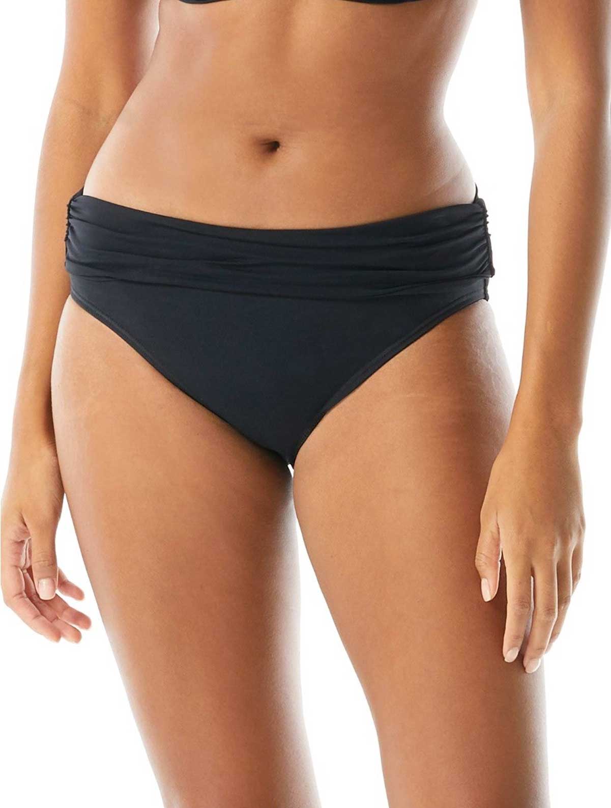 Coco Reef: Classic Solids Rollover Bikini Bottom - CAST BLK