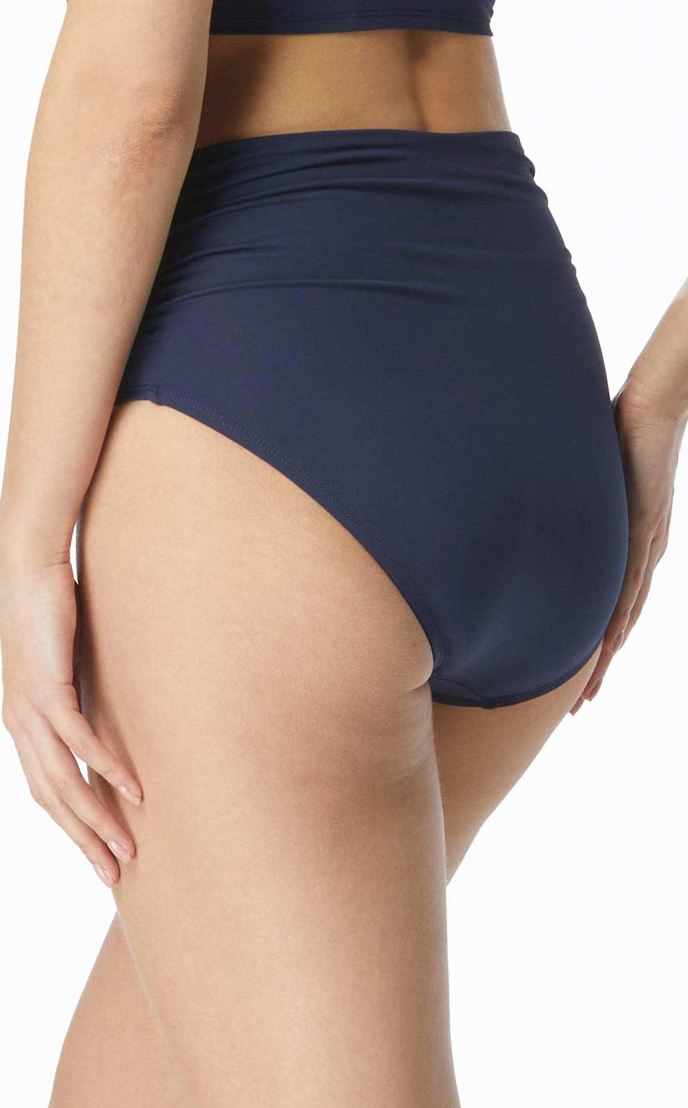 Coco Reef: Classic Solids Rollover Bikini Bottom - NAVY