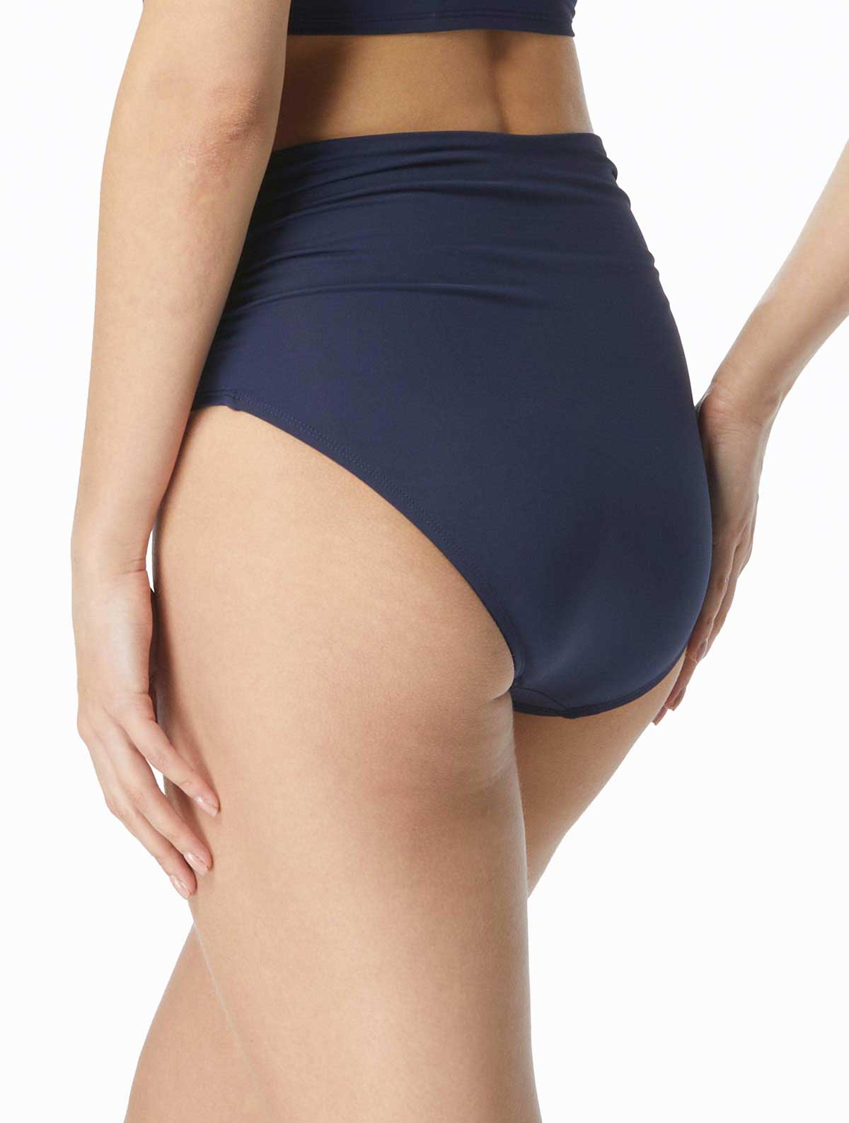 Coco Reef: Classic Solids Rollover Bikini Bottom - NAVY