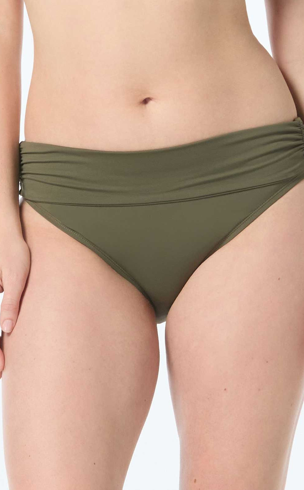 Coco Reef: Classic Solids Rollover Bikini Bottom - PALM