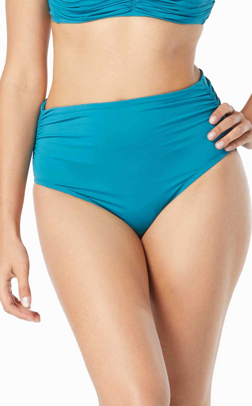 Coco Reef: Classic Solids Rollover Bikini Bottom - TEALCOVE
