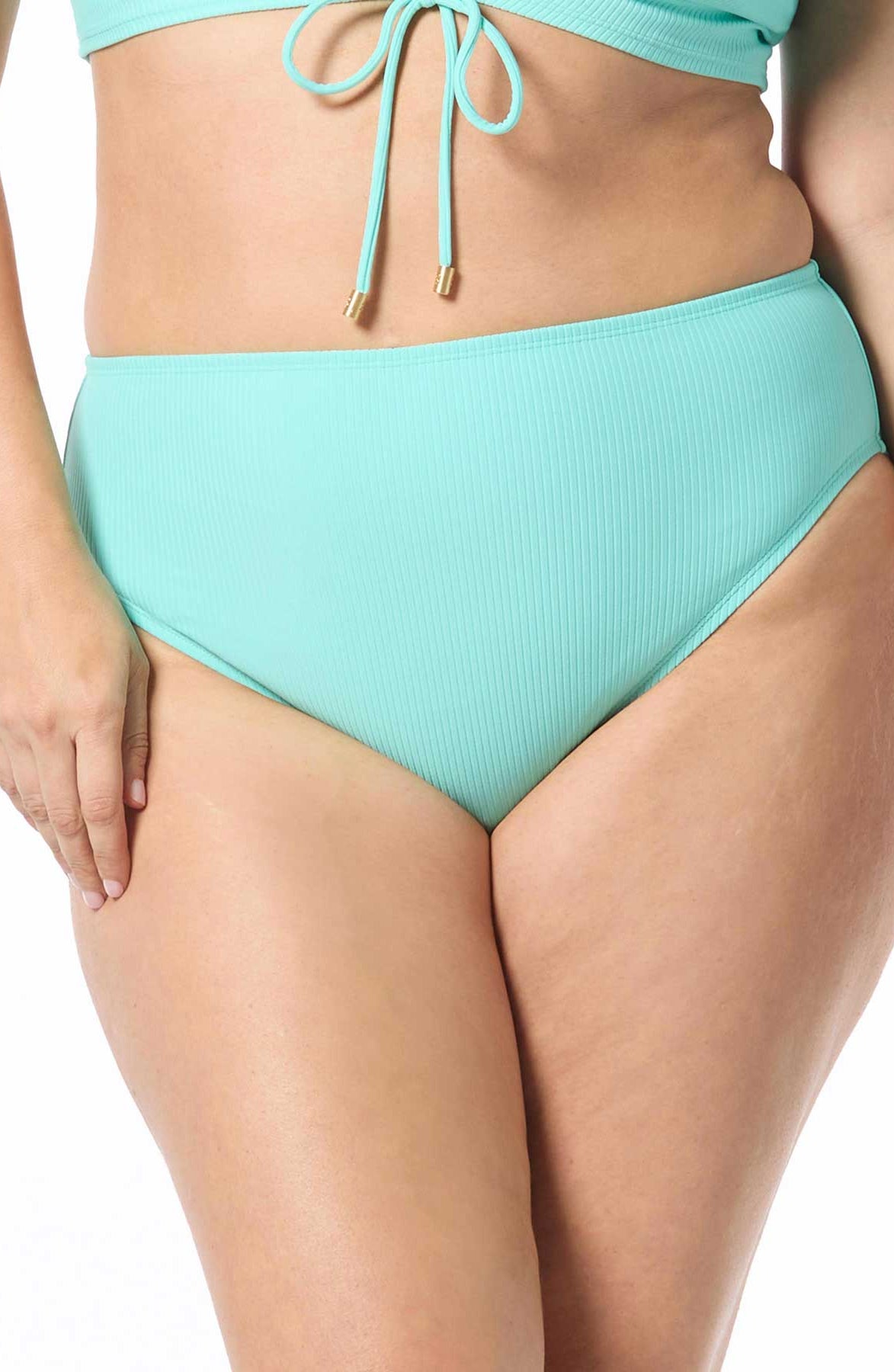 Coco Reef: Rib Solids Shirred High Waist Bikini Bottom