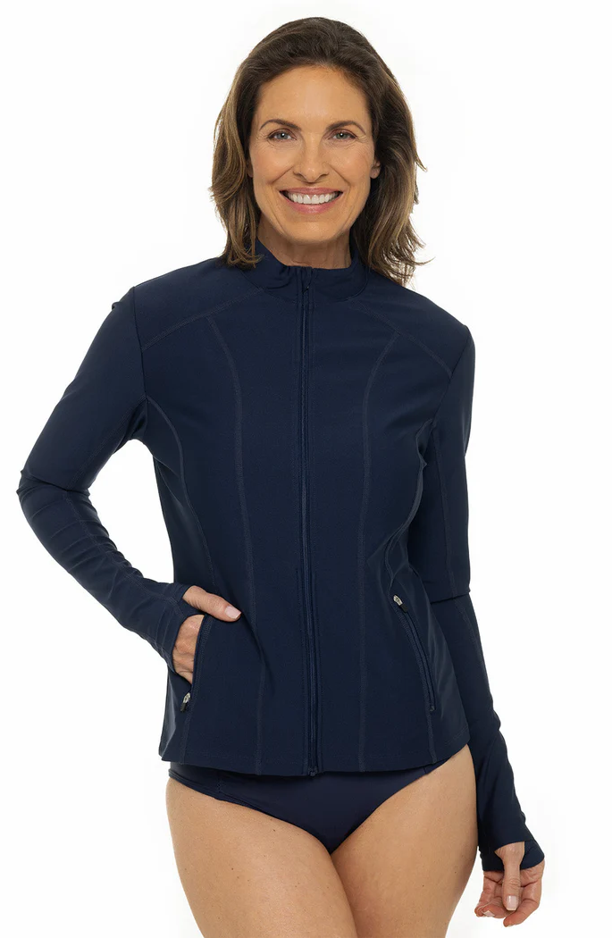 Coolibar: Malawi Solid Core Full Zip Swim Jacket