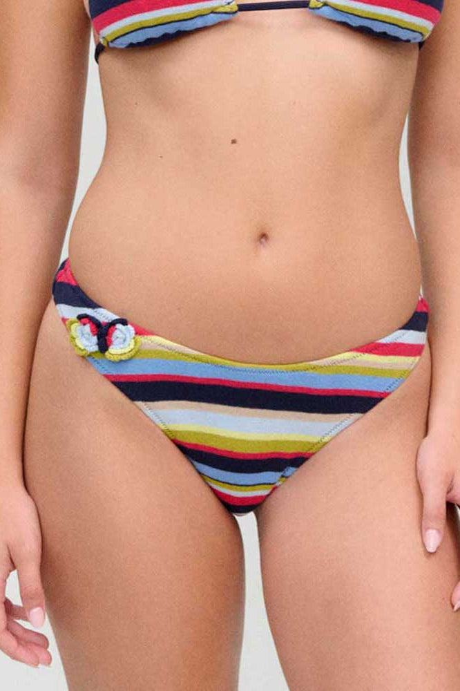 Frankies Bikinis: Retro Rainbow Dove Knit Classic Bikini Bottom