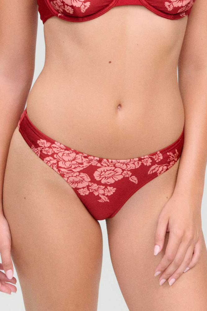 Frankies Bikinis: Scarlet Rose Dove Satin Classic Bikini Bottom