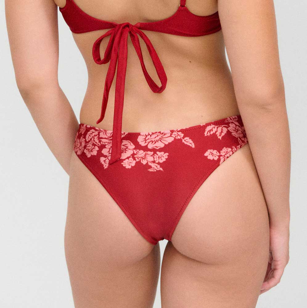 Frankies Bikinis: Scarlet Rose Dove Satin Classic Bikini Bottom
