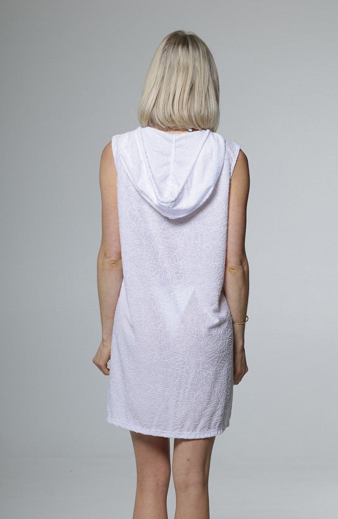 J.Valdi: Palm Leaf Terry Sleeveless Full Zip Hoodie