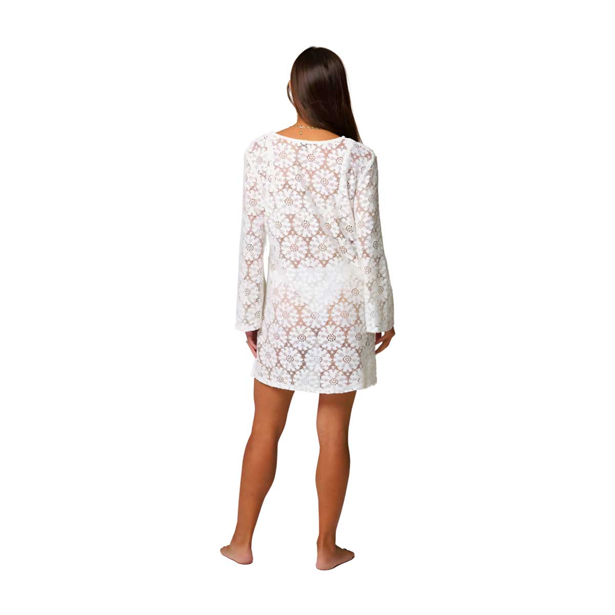 J.Valdi: Sunburst Bell Sleeve Tunic Cover-Up - WHITE