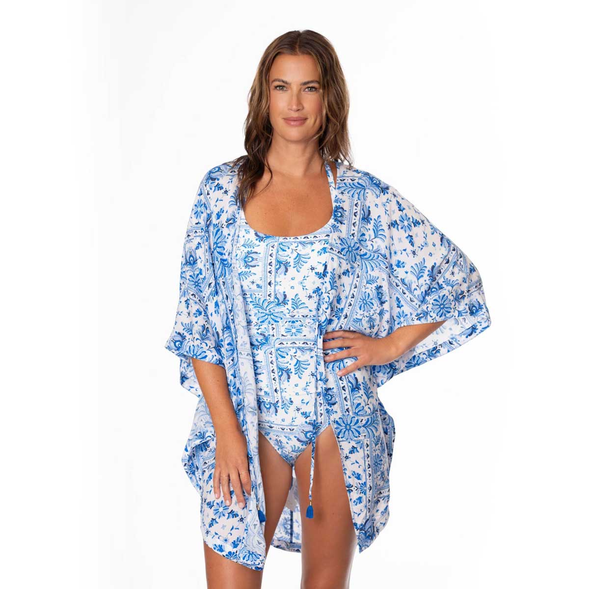 Jantzen Fresh Fusion Madison Handkerchief Kimono in Cobalt
