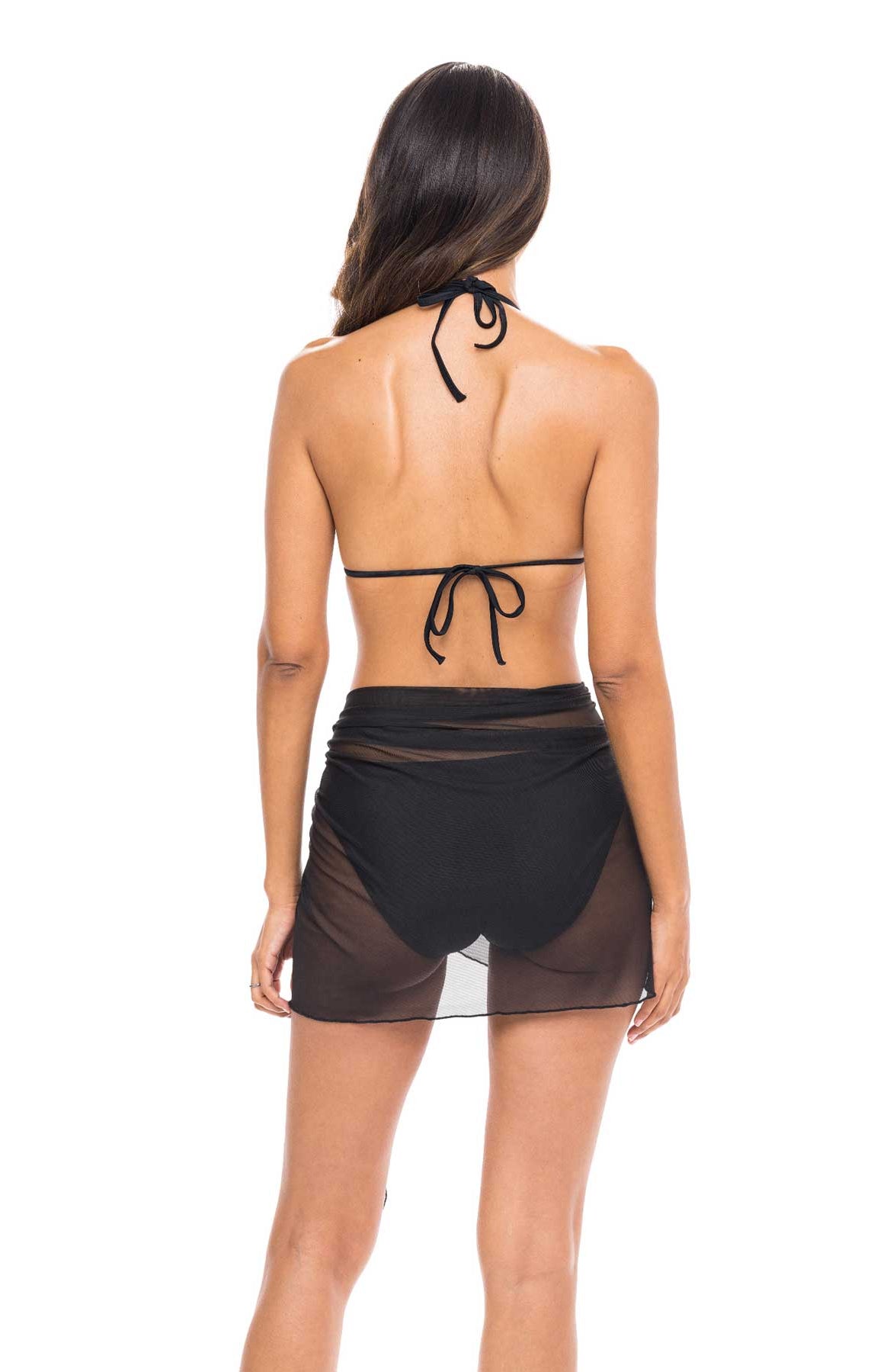 Jordan Taylor: Power Mesh Solid Short Sarong - BLACK