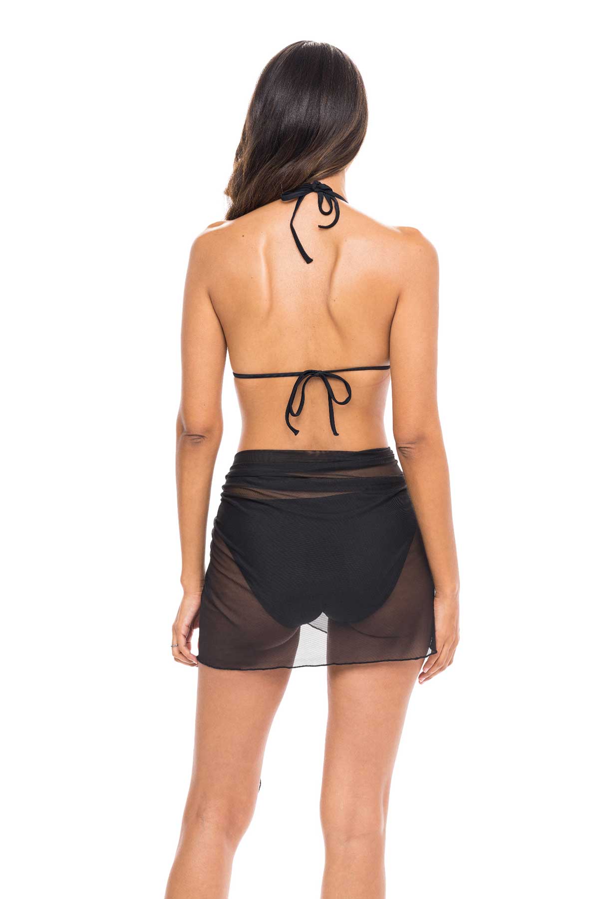 Jordan Taylor: Power Mesh Solid Short Sarong - BLACK