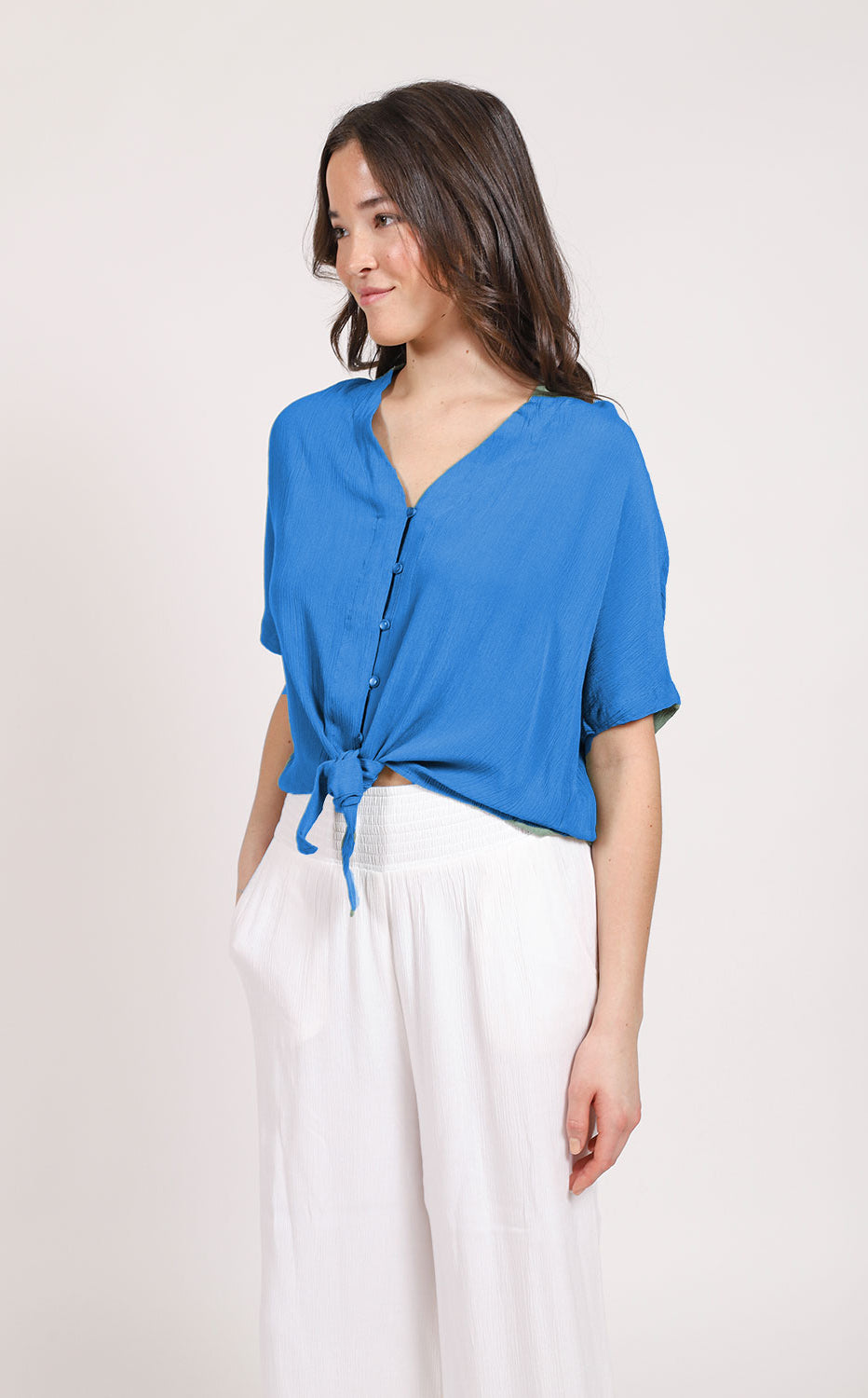 Koy Resort: Miami Tie Front Top - COBALT