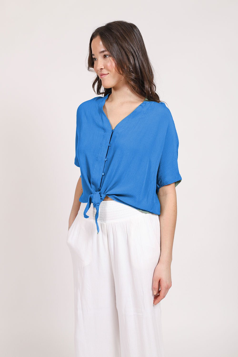 Koy Resort: Miami Tie Front Top - COBALT