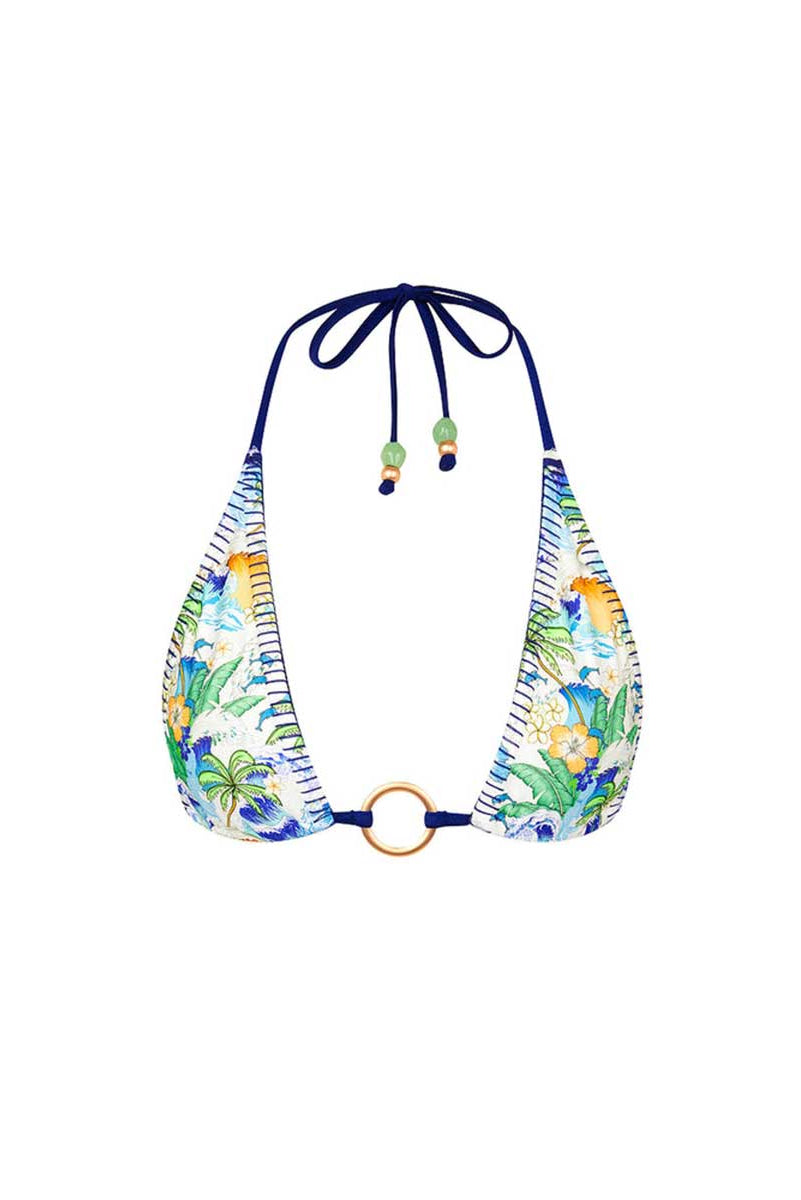 Kulani Kinis: Blue Crush Lace Stitch Ring Halter Bikini Topi