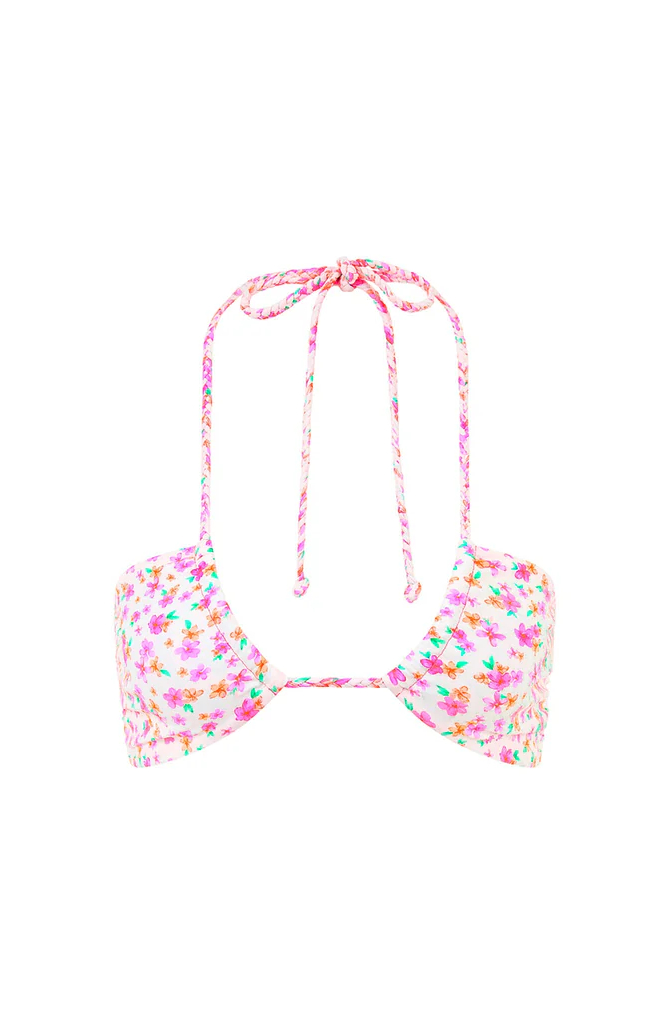 Kulani Kinis: Flamingo Flora Braided Tie Bandeau Bikini Top