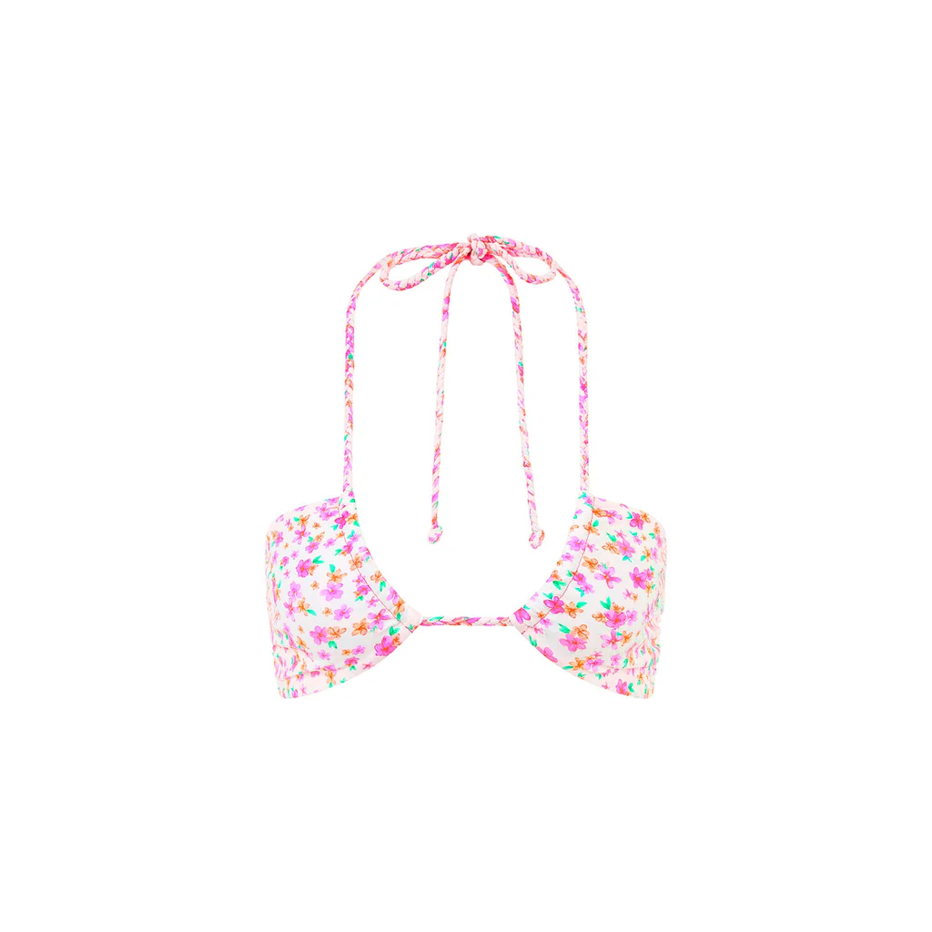 Kulani Kinis: Flamingo Flora Braided Tie Bandeau Bikini Top