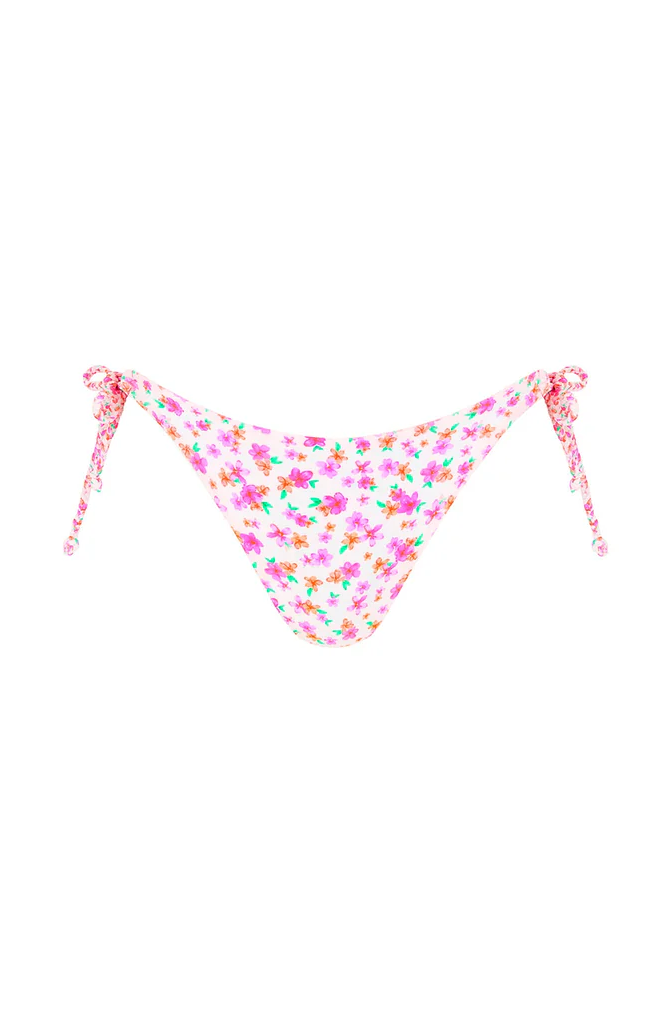 Kulani Kinis: Flamingo Flora Braided Tie Classic Bikini Bottom